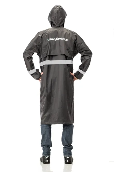Capa de Chuva Pantaneiro Linha Premium Nylon Preta com Refletivo, Capuz e Ventilada CA 43333
