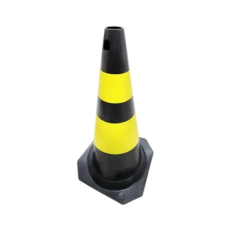 Cone Plt De Sinalização Rígido e Refletivo 75 CM Plastcor 700.01312 Preto e Amarelo Faixa Injetada