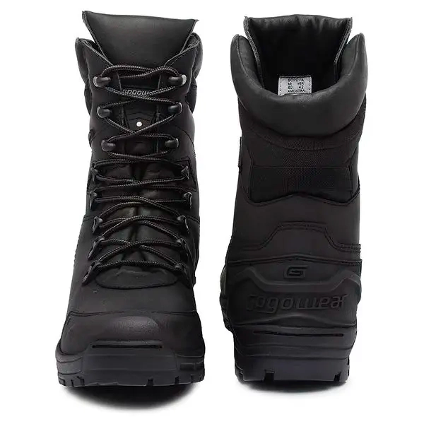 Bota de Segurança Tática Militar Gogowear Bope RS 100% Couro Preta Cano Alto