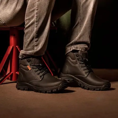 Bota de Segurança Gogowear Force 100% Couro Preto Solado Emborrachado CA 43770