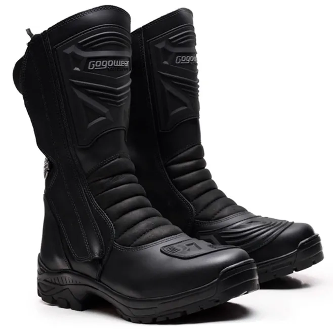 Coturno de Segurança Tático Militar Gogowear Race 900RS 100% Couro Preta Cano Alto