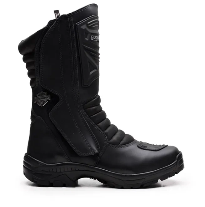 Coturno de Segurança Tático Militar Gogowear Race 900RS 100% Couro Preta Cano Alto