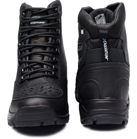 Coturno de Segurança Tático Militar Gogowear Roadstar 100% Couro Preta 100% Impermeável
