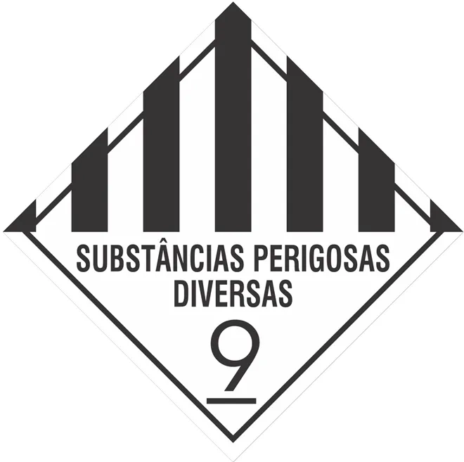 Placa de Risco Simbologia Para o Transporte e Armazenamento de Materiais Plastcor Substâncias Perigosas Diversas Classe 9 33 x 33cm