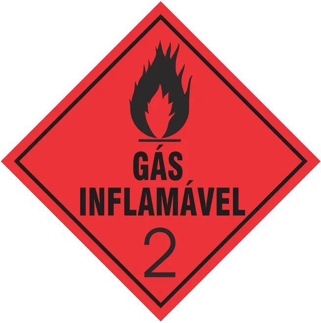 Placa de Risco Simbologia Para o Transporte e Armazenamento de Materiais Plastcor Gás Inflamável Classe 2 33 x 33cm