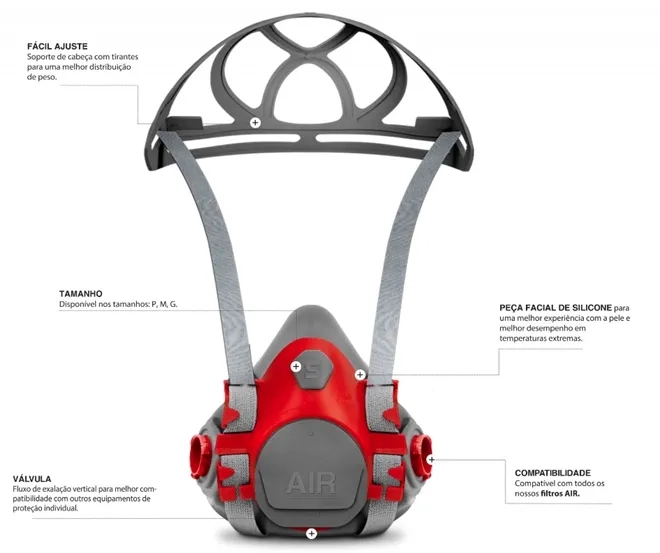 Máscara Semi Facial AIR S950 Em Silicone Ultra Leve e Confortável CA CA 47923