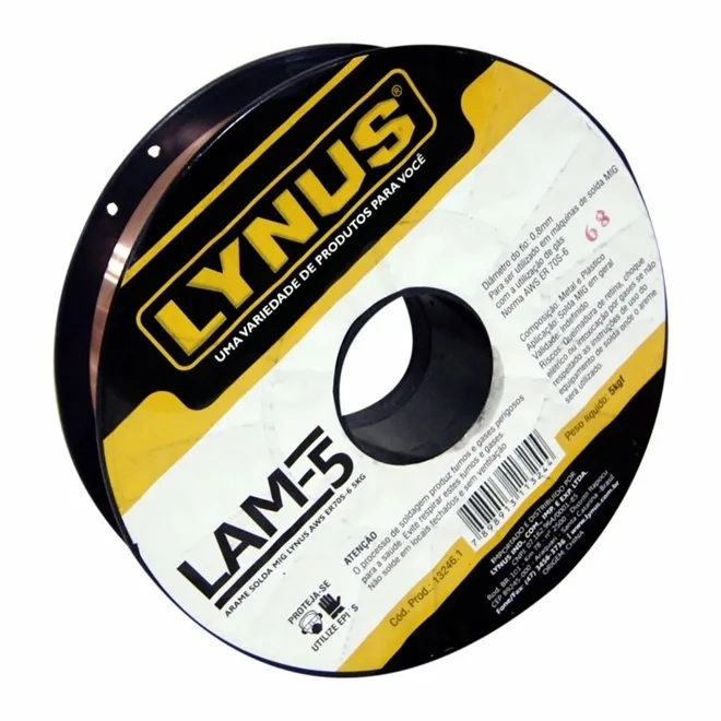Rolo de Arame para Solda MIG Com Gás 0.8mm Lynus LAM-5 5Kg
