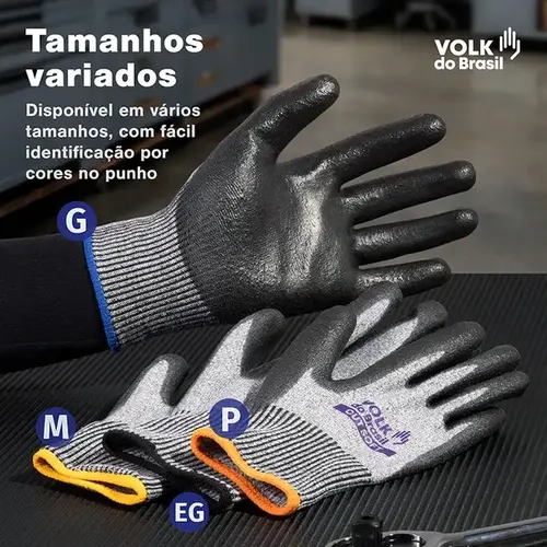 Luva de Segurança Anticorte e Excelente Resistência Mecânica Cut Soft Volk CA 51853