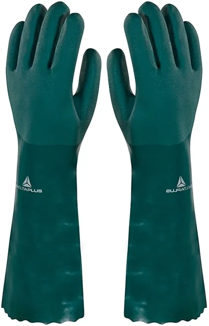 Luva Pvc Forrada PVCGRIP45 Delta Plus Cano Longo e Palma Áspera 45cm CA 37559