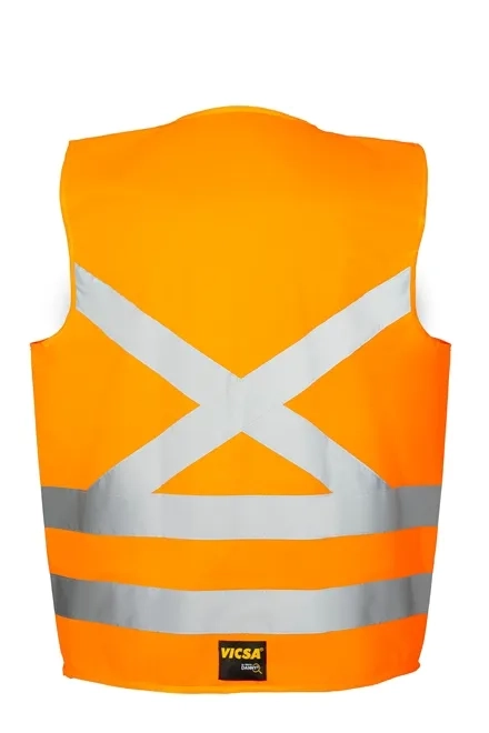 Colete Refletivo Laranja Danny Eco Vest sem Bolso Fluorescente 100% Poliéster Reciclado Sustentável VIC72160