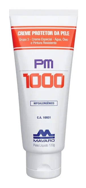 Creme Protetor Mavaro  PM1000 Luva Química 3 em 1 Água, Óleo e Pintura Grupo 3 120g CA 10931