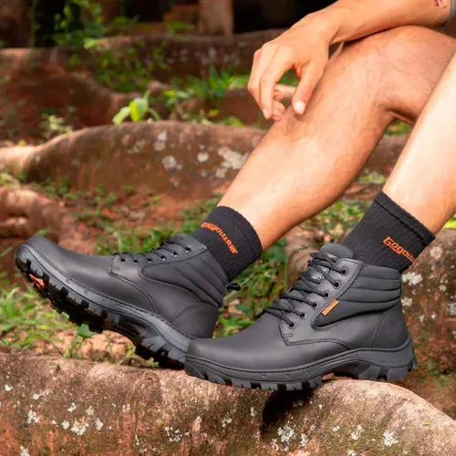 Bota de Segurança Gogowear Steel Pro 100% Couro Preto Solado Emborrachado Bico de Composite CA 45926