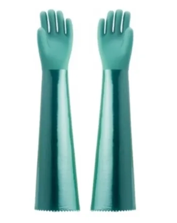 Luva Pvc Forrada Cano Longo e Palma Lisa 70cm Para Proteção Química Ca 34568