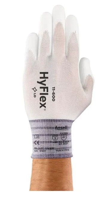 Luva Ansell HyFlex 11-600 Branca Nylon e Poliuretano Alta Sensibilidade CA 17601