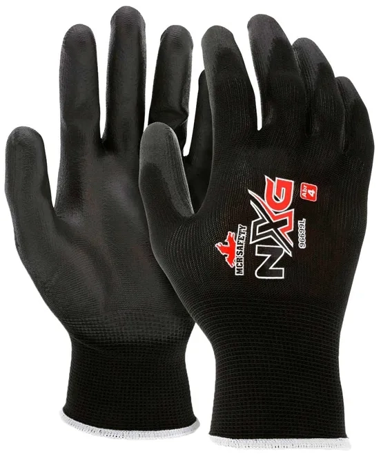 Luva Tátil MCR Safety NXG Preta em Poliéster Banho em PU CA 32845