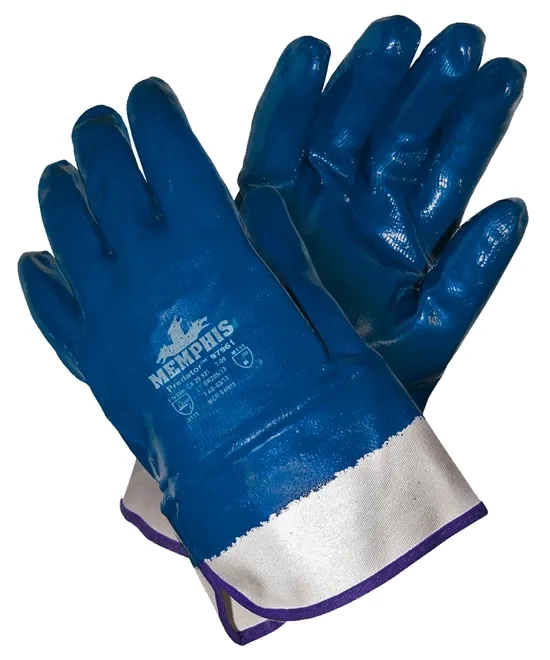 Luva de Proteção Banho Total Nitrílico MCR Safety Predator Com Punho de Segurança CA 39142