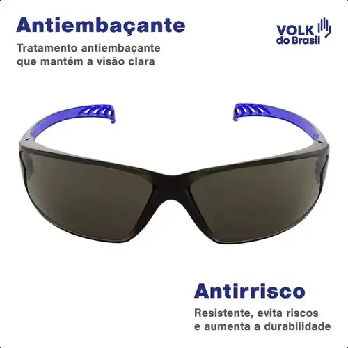 Óculos de Proteção Vision 500 Volk Cinza Antiembaçante e Antirrisco Uva e Uvb CA 42719