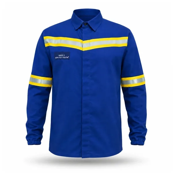 Camisa Antichama Guardian Arco Fire WE Risco 2 Azul Royal ATPV 11 cal/cm² Refletiva Punho Elástico CA 46298 / 49242