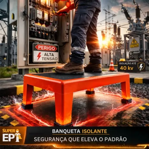 Banqueta isolante alta tensão 40 kV 50x50 CM Suporta Até 120 Kg