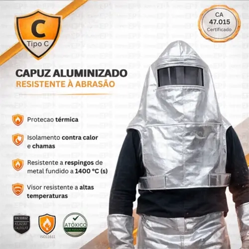 Capuz Aluminizado ThermFire 022 até 1400°C com Visor Fixo | CA 47015