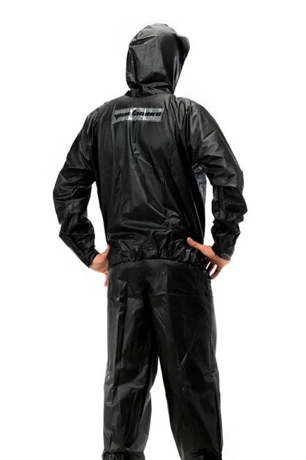 Conjunto Impermeável em PVC Pantaneiro Tornado Preto com Refletivo Capuz  e Bolso CA 43332/43406