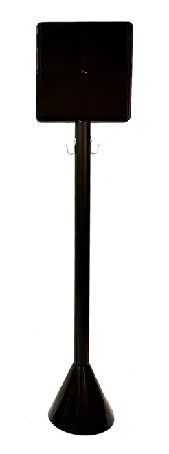 Pedestal de Sinalização 90 CM  Completo com Suporte para Placa e Acrílico Preto de Alto Padrão Com Base em Concreto e Gancho Metálico