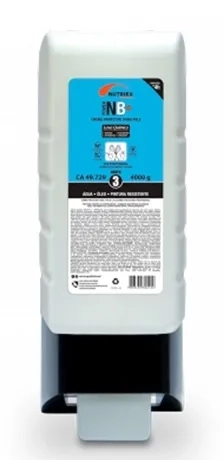 Kit Creme Protetor Luva Química Nutriex NB Grupo 3 Contra Bactérias e Microrganismos 4Kg Refil + Dispenser Com Válvula CA 42989