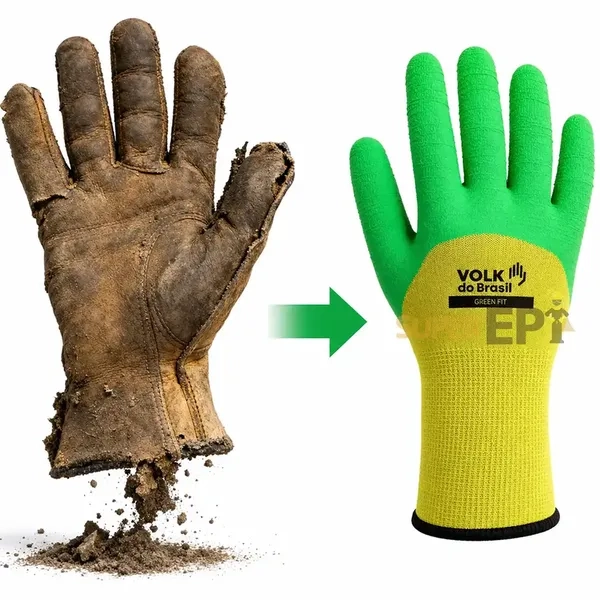 Luva Green Fit Volk Látex Corrugado Proteção Mecânica e Térmica 250°C 10.04.030.03 CA 48461