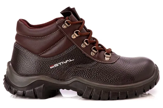 Bota Em Couro Nobuck com Bico Composite Marrom Escuro Estival CA 42553