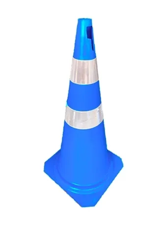 Cone de Sinalização Com Faixas Refletivas em Polipropileno Rígido Azul e Branco 75 CM