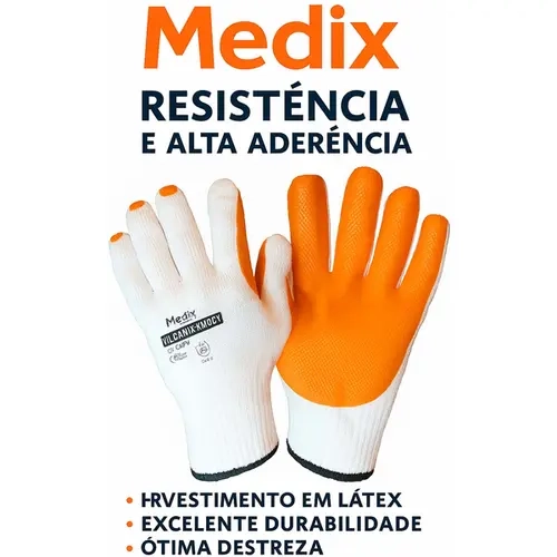 Luva de Segurança Vulcanix MBX Medix com Resistência Mecânica, Abrasão e Corte CA 48722