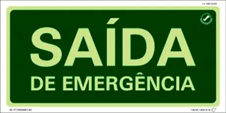 Placa de Sinalização Saída de Emergência Fotoluminescente 13x26 CM Certificada norma ABNT 16820 - SE