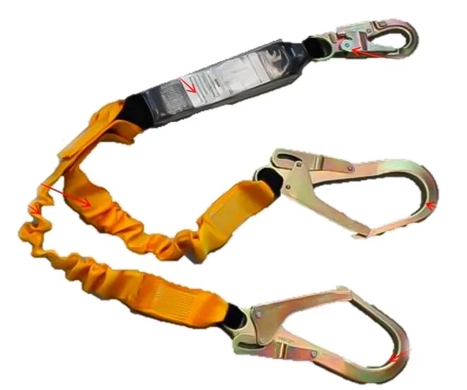 Talabarte Em Y Duplo Msa Workman Com Elástico e Absorvedor de Energia 1,20 Metros  Modelo 311282
