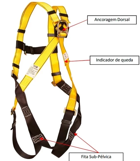 Cinto Paraquedista Msa Workman 278019-BRL Tamanho 2 - Com 1 Ponto de Conexão Dorsal CA 34978