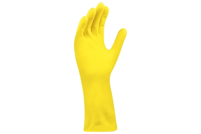 Luva de Látex Amarela Com Forro Delta Plus VE200 Uso Geral CA 36066 - 12 Pares