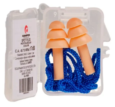 Protetor Auricular Camper Spot Plug Laranja Com Cordão Azul 17DB CA 49710 - Pacote 50 Unidades