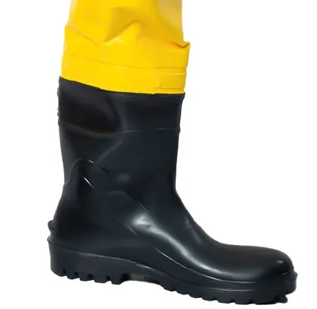 Macacão Jardineira Saneamento Brascamp Em PVC K P500 Com Botas Acopladas 100% Impermeável CA  28440