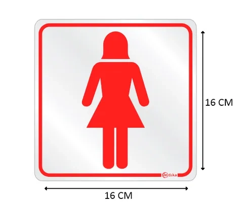 Placa de Sinalização Adesiva em Alumínio Sanitário Feminino 16X16 CM