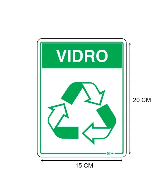 Adesivo de Sinalização em Vinil Reciclável Vidro 15X20 CM