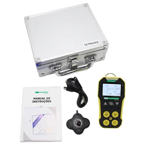Detector de Gás 4 Gases Portátil Gas and Safety Tetragas O2, LEL, CO, H2S
