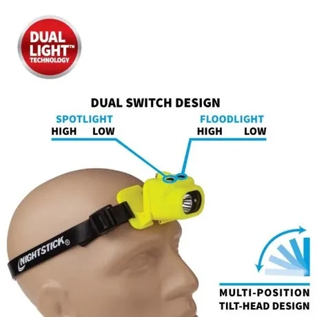 Lanterna de Cabeça Antiexplosão Nightstick XPP-5454G 160 Lumens Zona 0 Multifuncional Dual-Light Com 3 Pilhas Inclusas