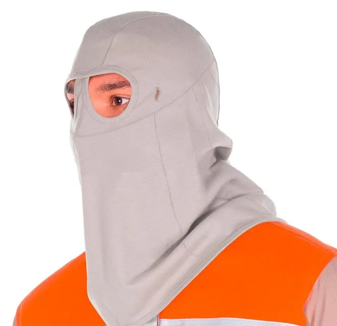 Capuz Balaclava Risco II NR10 2 Orifícios Commanders FR ATPV 9,4 Contra Arco Elétrico e Antichamas Cor Cinza CA 45749