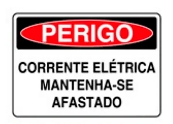 Placa de Sinalização em PVC Perigo Corrente Elétrica 25X35 CM Modelo SP4