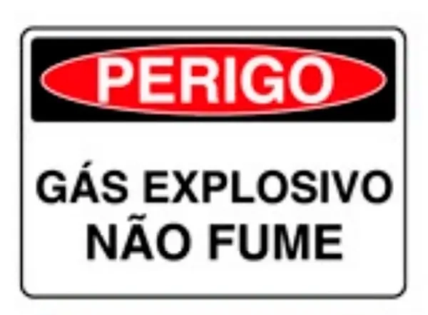 Placa de Sinalização em PVC Perigo Gás Explosivo Não Fume 25X35 CM Modelo SP18