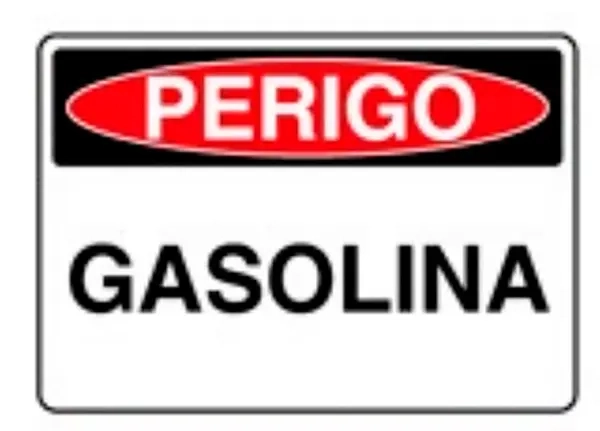 Placa de Sinalização em PVC Perigo Gasolina 25X35 CM Modelo SP19