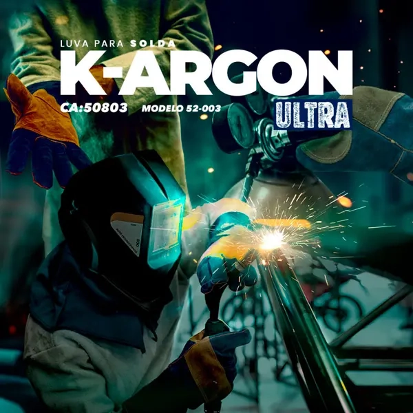 Luva de Proteção Kalipso K-Argon Ultra 52-003 Soldador Com Reforço Palma, Polegar e Dorso CA 50803