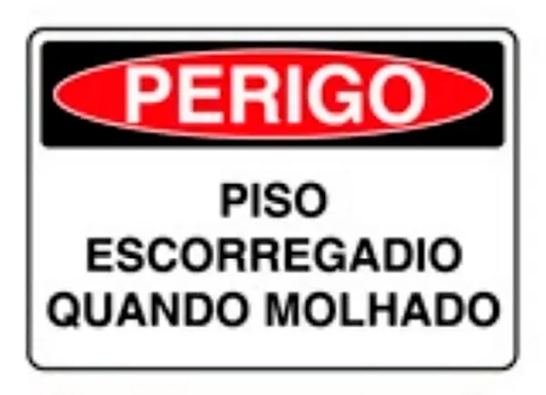 Placa de Sinalização em PVC Perigo Piso Escorregadio Quando Molhado 25X35 CM Modelo SP43