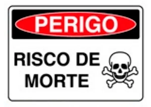 Placa de Sinalização em PVC Perigo Risco de Morte 25X35 CM Modelo SP65