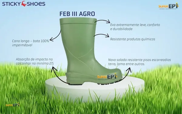 Bota Ocupacional em Eva Stick Shoes FEB III Modelo Agro Verde Com Novo Solado CA 50111