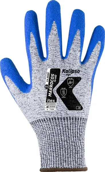 Luva Resistente a Corte Kalipso Marrocos 70-202 Fibra de Vidro Com Banho de Látex na Palma CA 50287